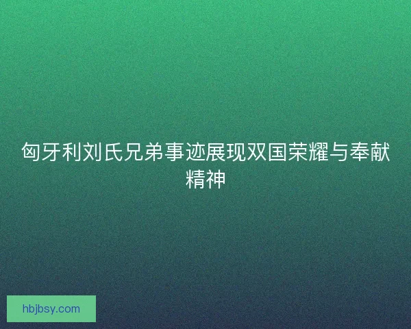 匈牙利刘氏兄弟事迹展现双国荣耀与奉献精神